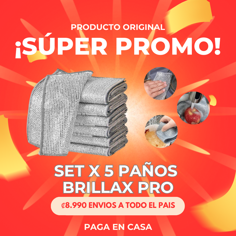 BRILLAX PRO® PAÑOS DE LIMPIEZA SET COMBO x 5