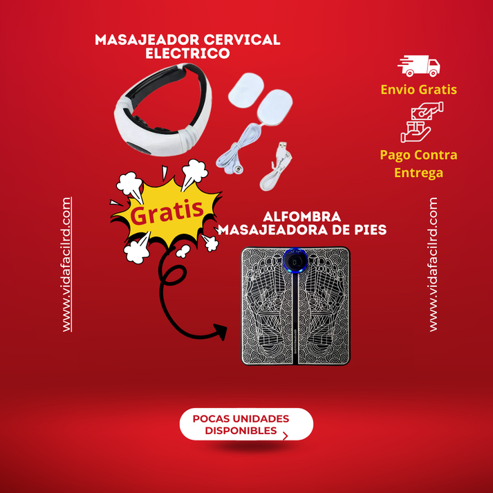 Masajeador Eléctrico Cervical + Alfombra Masajeadora de Pies